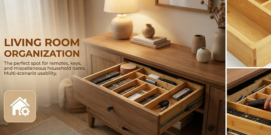 Smart Stackable Storage Drawer – smooth-access cabinet organization, Versatile Bamboo Expandable Drawer Organizer for Cutlery Adjustable Tray Wooden Drawer Dividers for Organizing, designed for American homes, daily convenience and practical gifting