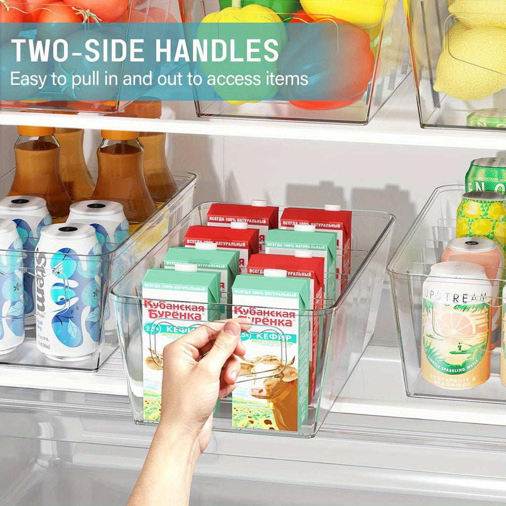 4/ 6/ 8 Transparent Stackable for food Storage Box With 3 Detachable Partitions For Food Storage Room Organization And Kitchen Storage Of Snacks, Stackable Refrigerator Kitchen Cabinets