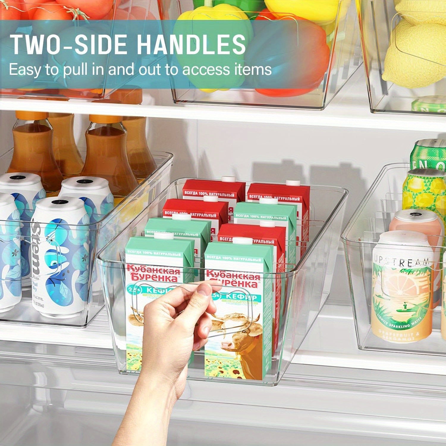 4/ 6/ 8 Transparent Stackable for food Storage Box With 3 Detachable Partitions For Food Storage Room Organization And Kitchen Storage Of Snacks, Stackable Refrigerator Kitchen Cabinets
