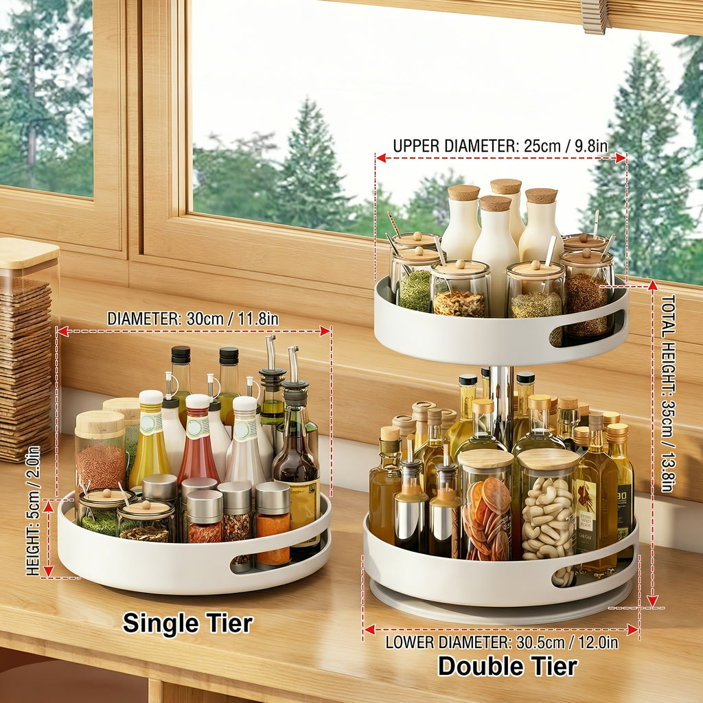Heavy-Duty Adjustable Home Storage Rack – durable multi-purpose storage, Single Double Rotating Spice Rack Lazy Susan Organizer Household Round Spice Organizer for Cabinet, designed for American homes, daily convenience and practical gifting