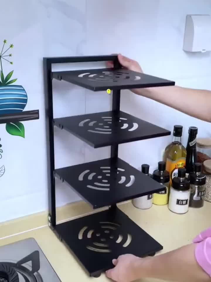 Kitchen Essential – 2/7-Tier Adjustable Kitchen Storage Rack, Multi-Layer Sink Organizer for Pots, Pans & Utensils, Painted End, Black for Modern US Homes, easy meal prep and organization, V