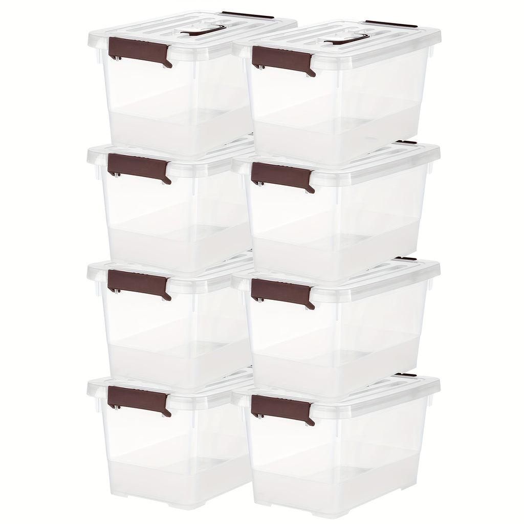 Modern Clear Stackable Storage Bins – portable space-saving storage, Clear Stackable Storage Bins 8 Packs Clear Stackable Plastic Storage Bins with Lids Handle, designed for American homes, daily convenience and practical gifting