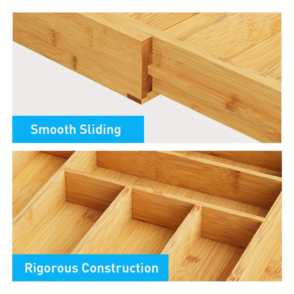 Smart Stackable Storage Drawer – smooth-access cabinet organization, Versatile Bamboo Expandable Drawer Organizer for Cutlery Adjustable Tray Wooden Drawer Dividers for Organizing, designed for American homes, daily convenience and practical gifting