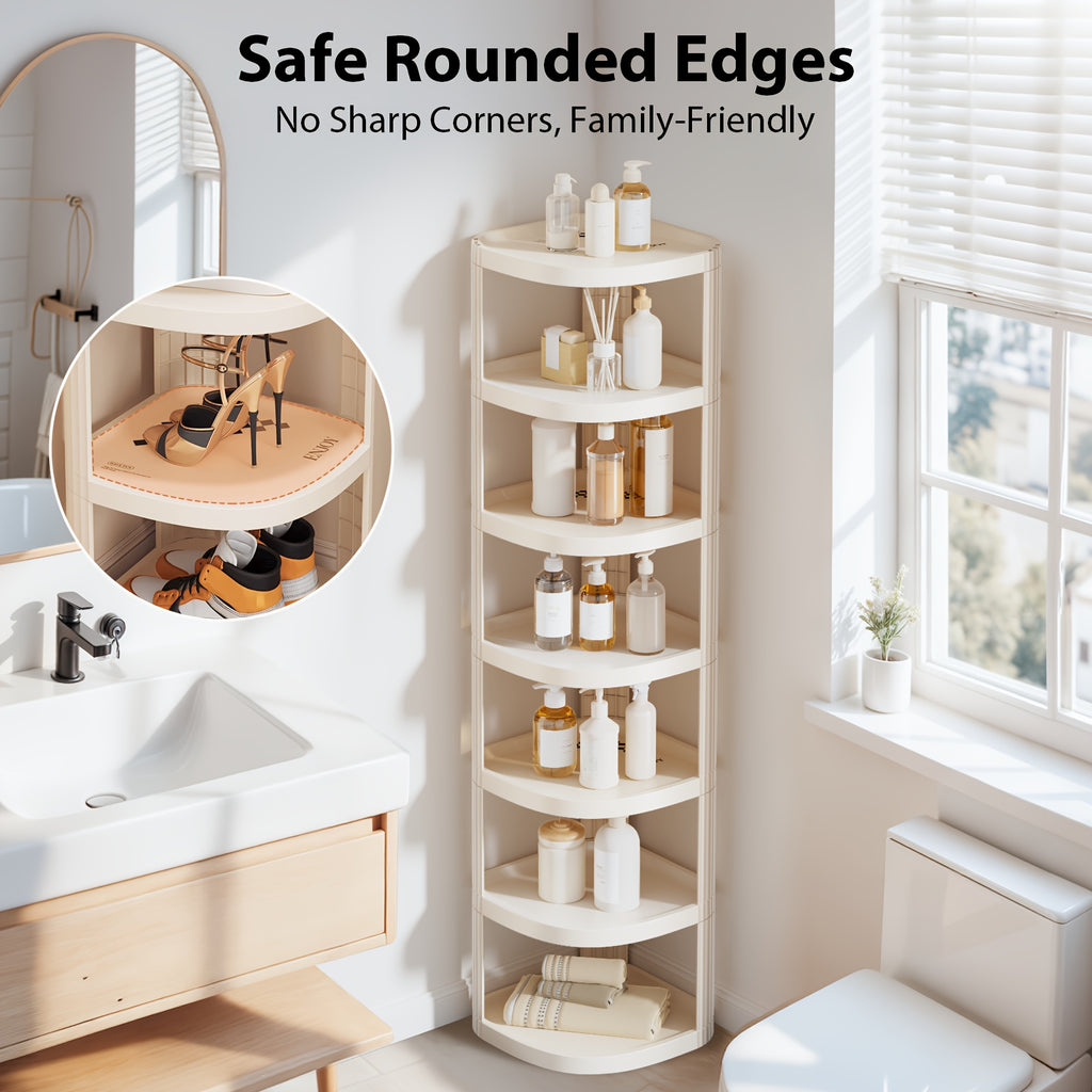 7/9 Tier Multipurpose Corner Shelves, Space-Saving Sturdy Storage Rack, Easy Install No-Drill Organizer, Stackable Shoe Holder for Bathroom Kitchen Entryway Closet