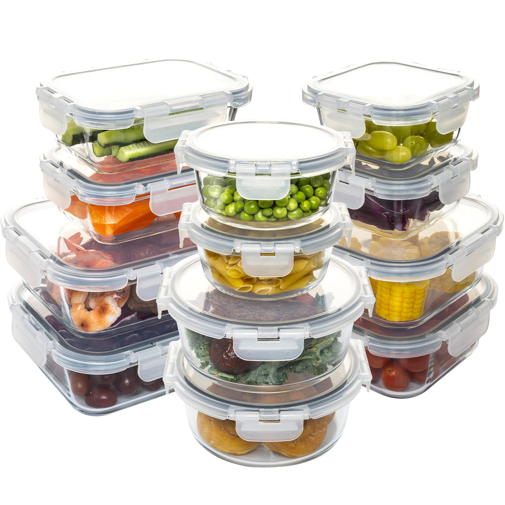 Easy-Access 12pcs Glass Meal Prep Container Set – leak-resistant reusable meal prep, 12pcs Glass Food Storage Containers with Lids Meal Prep Pantry Kitchen Storage Containers for, designed for American homes, daily convenience and practical gifting