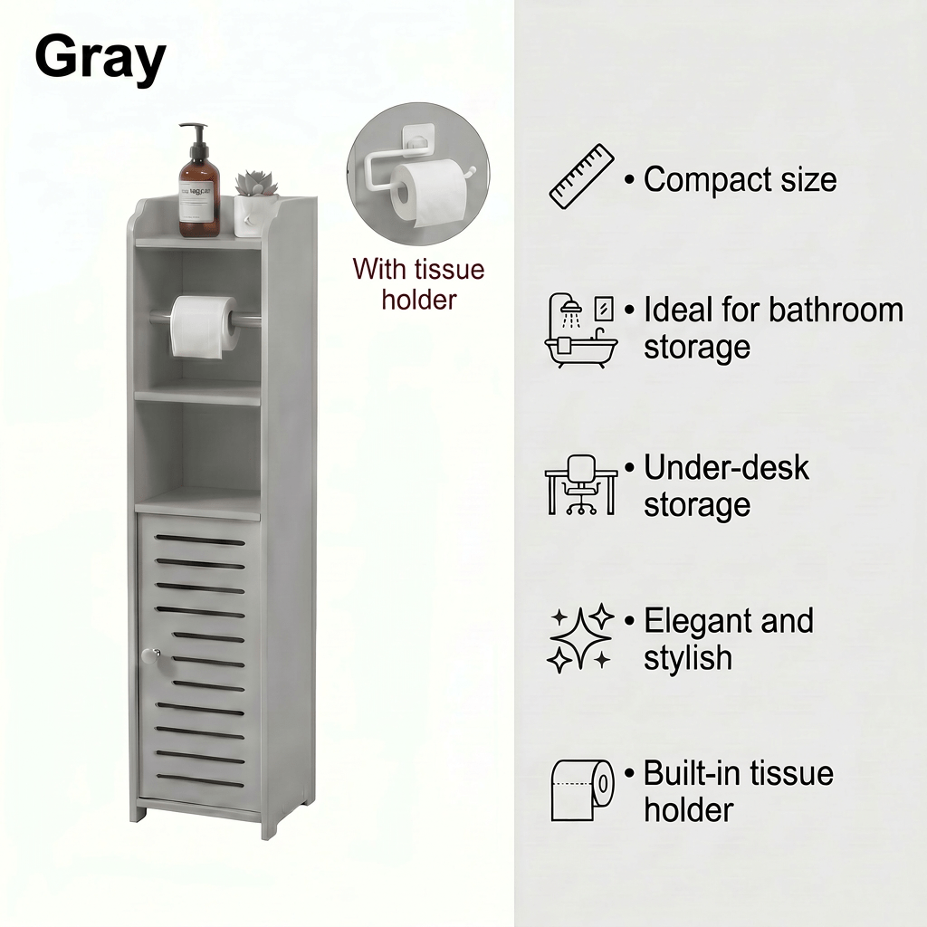 Home Organizer – White Black Gray Slim Bathroom Organizer Rack Perfect for Small Spaces in Various