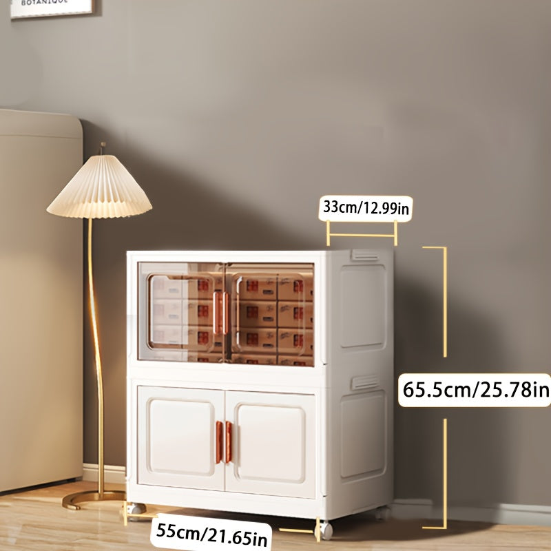 Home Organizer – Stackable Plastic Storage Cabinet with 2 to 5 Tiers Featuring Doors And