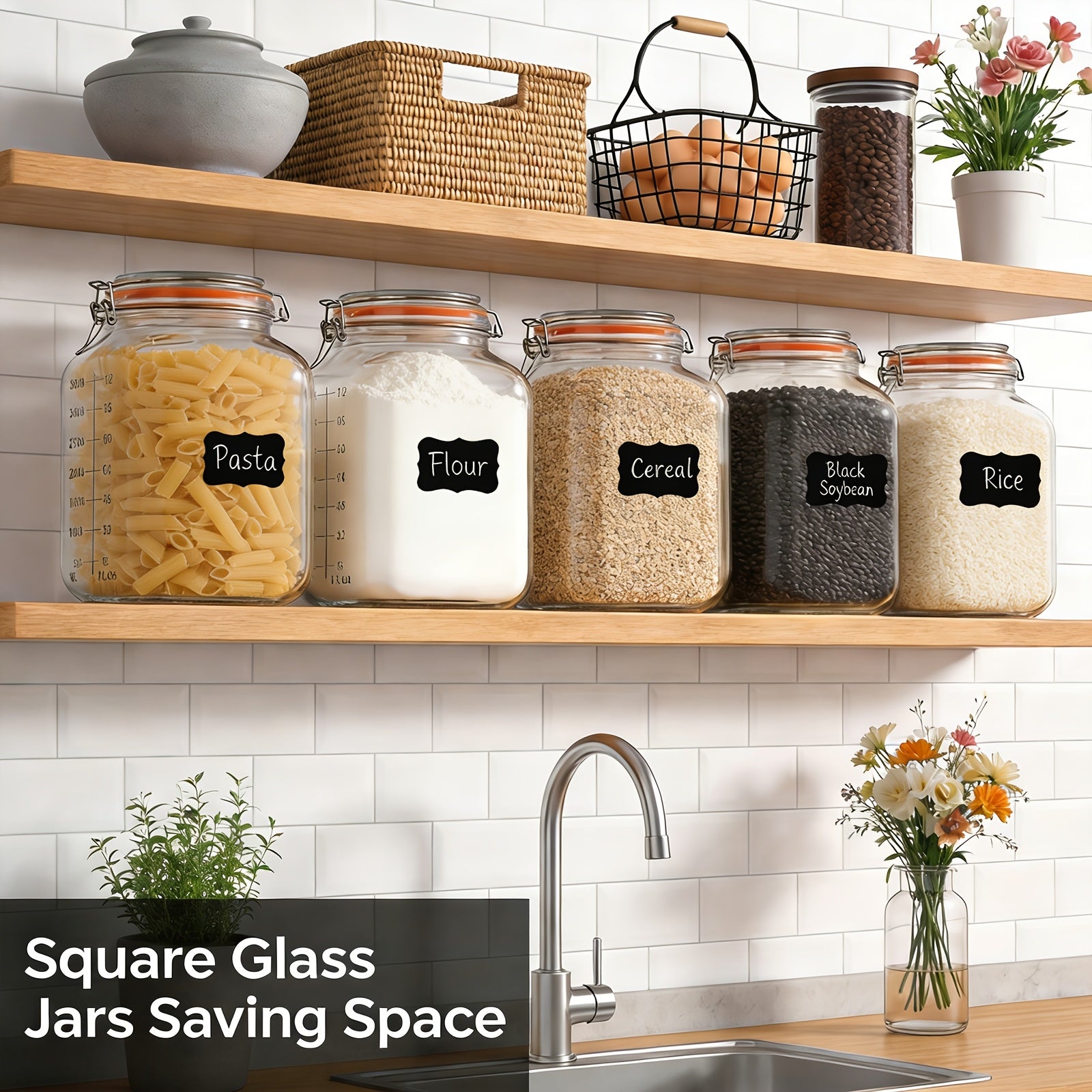 Compact 2 Pack Airtight Storage Jar Set – clear reusable pantry storage, 2 Pack 1 1 Gallon Square Super Wide Mouth Airtight Glass Storage Jars With, designed for American homes, daily convenience and practical gifting