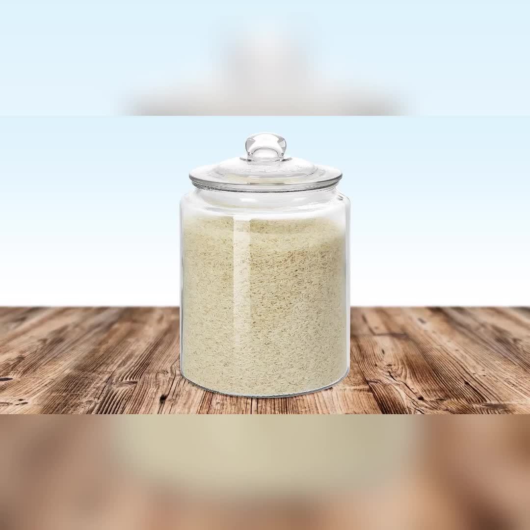 2-Piece Glass Pantry Jar Set with Flip-Top Lid - Reusable Round Container for Cookies, Candy, Pasta - Hand Wash Only