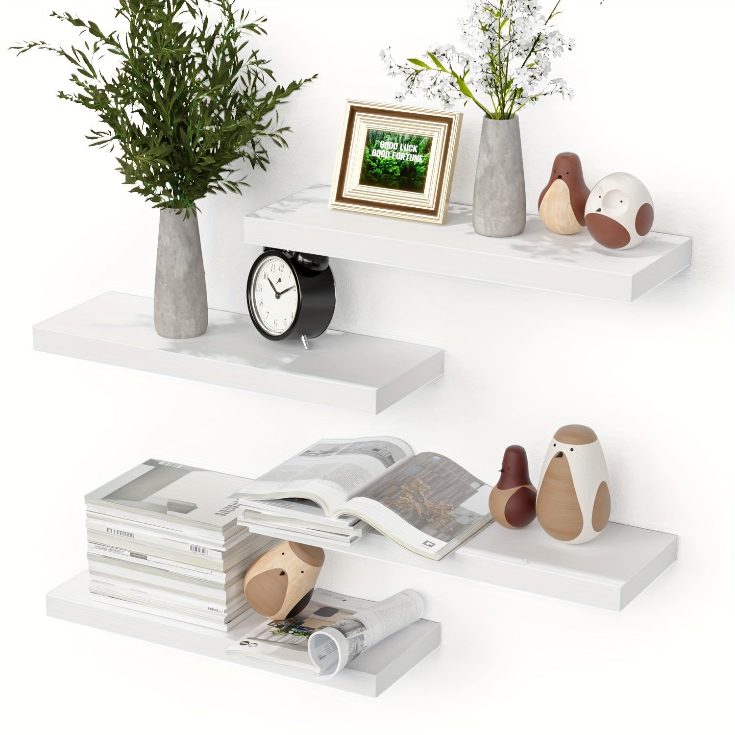 Versatile Adjustable Home Storage Rack – durable multi-purpose storage, Wall Mounted Floating Shelves 4 Sets Modern Wall Shelves for Bedroom with Invisible Brackets, designed for American homes, daily convenience and practical gifting