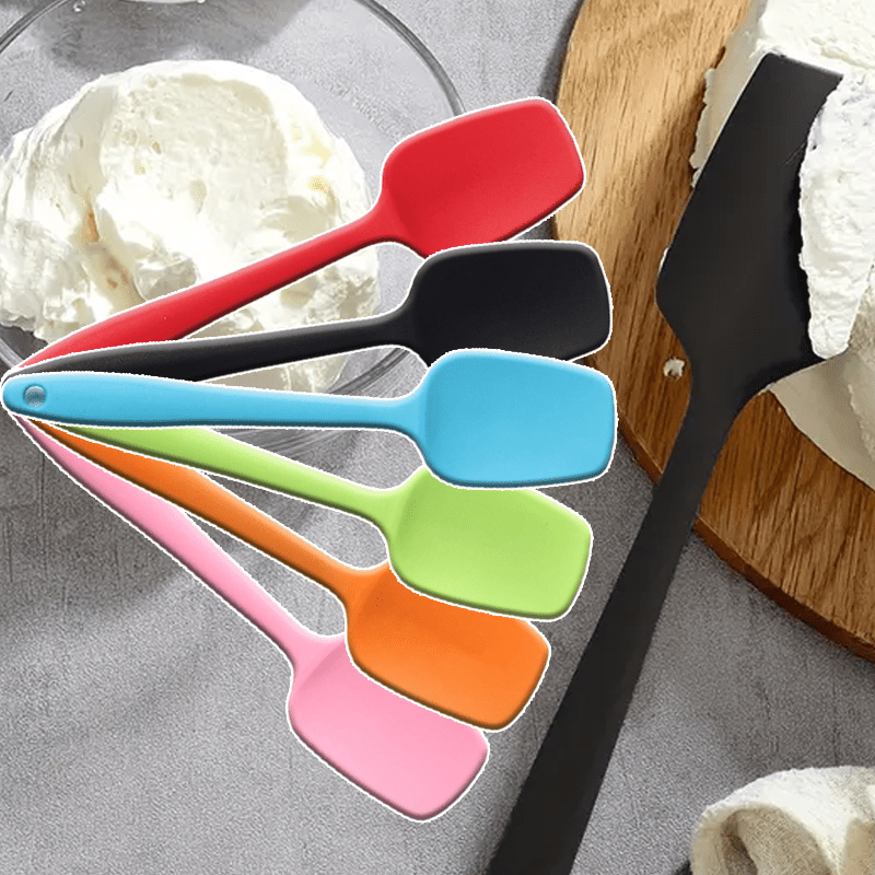 Silicone Spatula Set - Non-Stick, Heat Resistant Cooking Utensils for Baking, Mixing, and Flipping - Includes Cake, Biscuit, and Pastry Scrapers - Colorful Christmas Design, Butter Cake Scraper, Scraper Set
