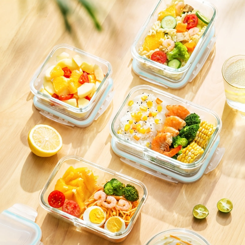 [Glass Food Storage Box] 16pcs Glass Container Seal Food Storage Box, Refrigerator Receive a Case, Leak-Proof Seal, Easy to Clean Design, Microwave/Freezer Safe, Lunch Boxes | Sealed Storage | Durable Glass Box Lid Food Storage Containers (8 Lids And 8 Co