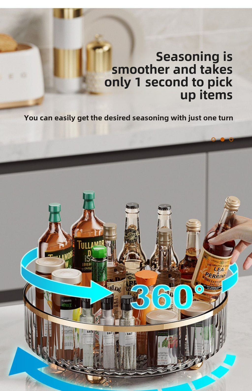 Kitchen Essential – 360-Degree Rotating Spice Rack for Kitchen Storage of Special Seasonings for Modern US Homes, easy meal prep and organization, Versatile Everyday Use and Thoughtful House