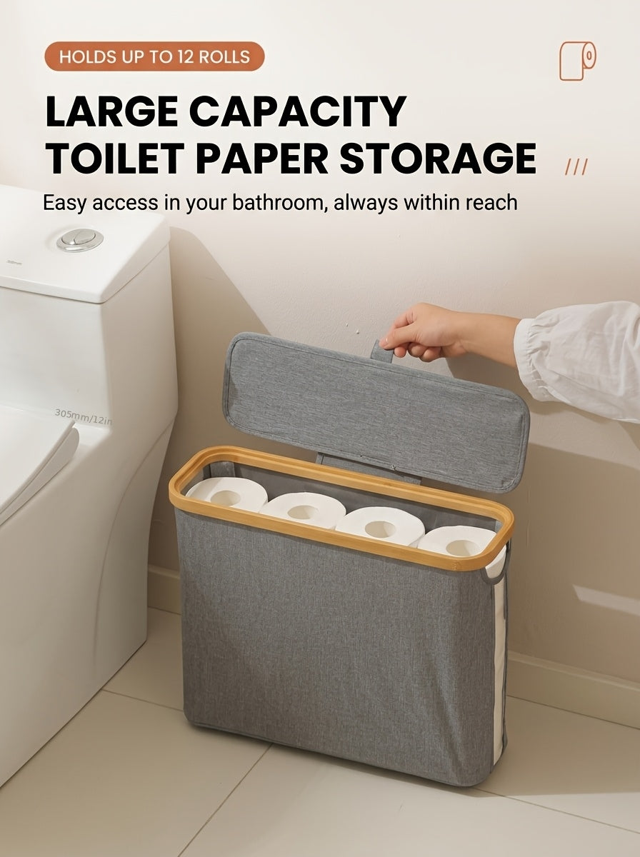 Heavy-Duty Stackable Home Storage Bins – portable space-saving storage, Foldable Toilet Paper Storage Basket with Lid Dustproof Visible Fabric Tissue Holder with Strips, designed for American homes, daily convenience and practical gifting