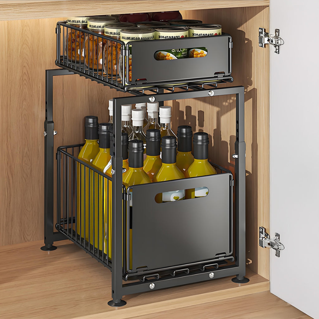 1 Pack Multi-Purpose Under Sink Organizers And Storage, 2 Tier Pull Out Cabinet Organizer Drawer, Sliding Shelf for Kitchen, Bathroom, Pantry, Dorm & Living Room, Home Storage Cabinet, Kitchen Sink Organizer, Bathroom Organizer Rack