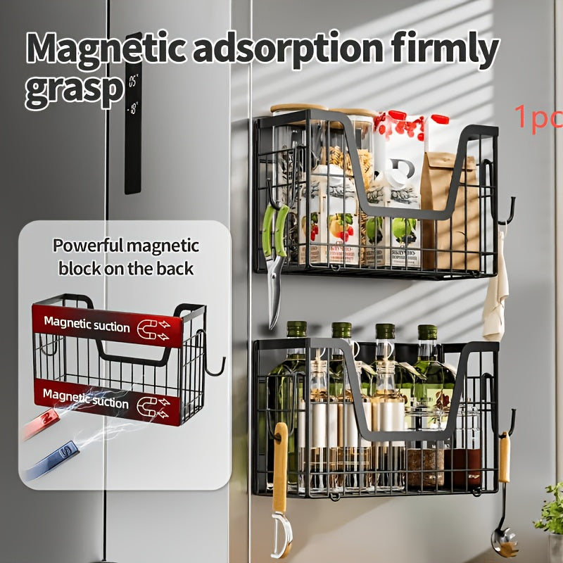 Kitchen Essential – Magnetic Fridge Organizer Shelf, Potato And Onion Storage Basket, Magnetic Fruit Holder for Refrigerator, Pantry, Kitchen Counter Laundry Room, Space-Saving Storage Rack