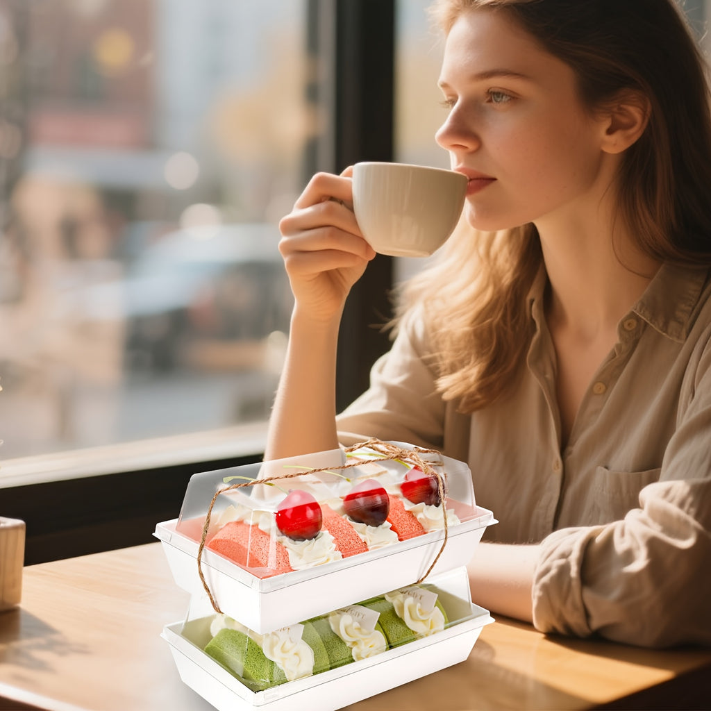 50/100pcs, White Transparent Cooked Food Box, Bread Box with A Window, Equipped with Twine, for Cakes, Pies, Cookies And Other Pastries, for Birthday Parties, Friends Gatherings, Christmas, Halloween, Easter, Thanksgiving