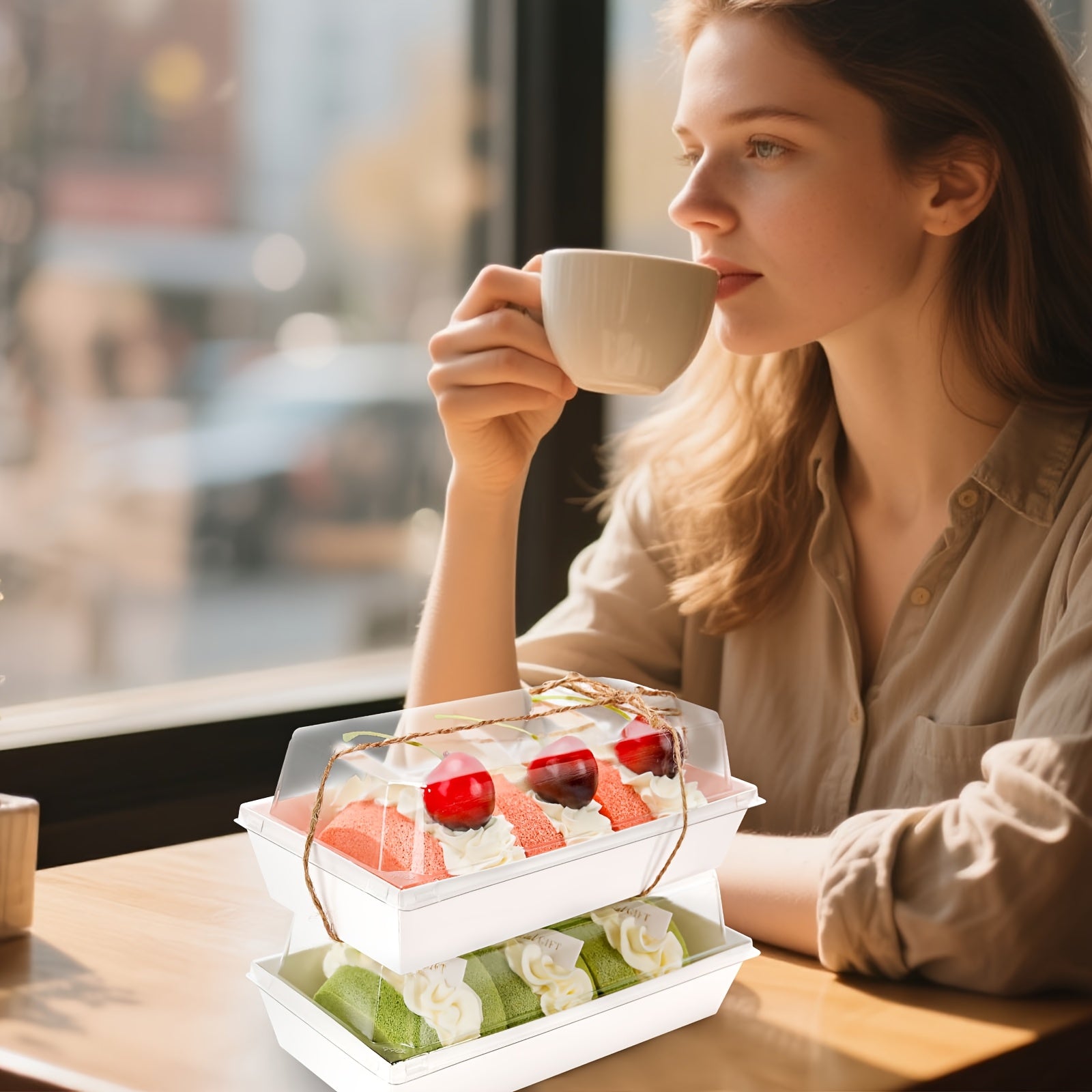 50/100pcs, White Transparent Cooked Food Box, Bread Box with A Window, Equipped with Twine, for Cakes, Pies, Cookies And Other Pastries, for Birthday Parties, Friends Gatherings, Christmas, Halloween, Easter, Thanksgiving