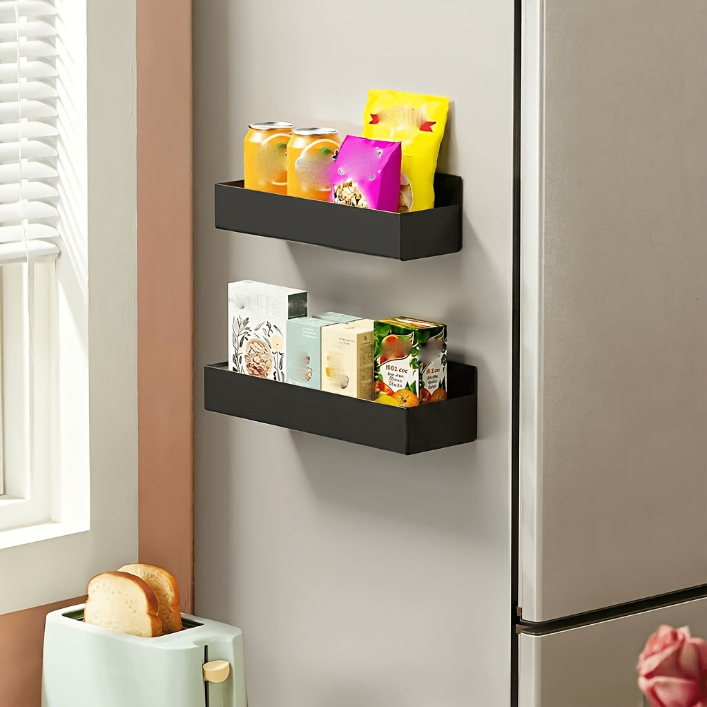 [Movable Metal Storage Rack] 2/4 Movable Metal Refrigerator Magnetic Storage Rack, Multi-Purpose Kitchen Bathroom Storage Box, Space-Saving Multi-Functional Organizer, Easy Appearance