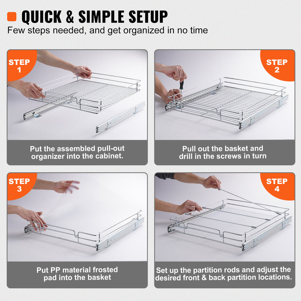 Heavy-Duty Pull-Out Cabinet Organizer – smooth-access cabinet organization, VEVOR 14 W x 21 D 17 W x 21 D Pull Out Cabinet, designed for American homes, daily convenience and practical gifting