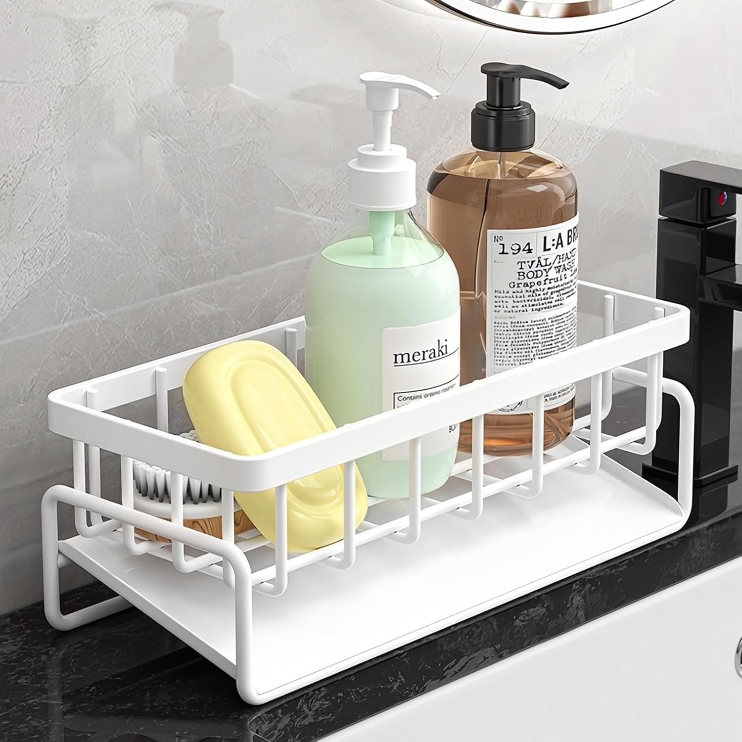 Stainless Steel Kitchen Sink Caddy With Drainage, 304 Stainless Steel Kitchen Sink, Sink Caddy With Drainage For Dishwashing Brush, Sponge, Soap And Scrubbing Accessories, Kitchen Accessories, Kitchen Organizers And Storage