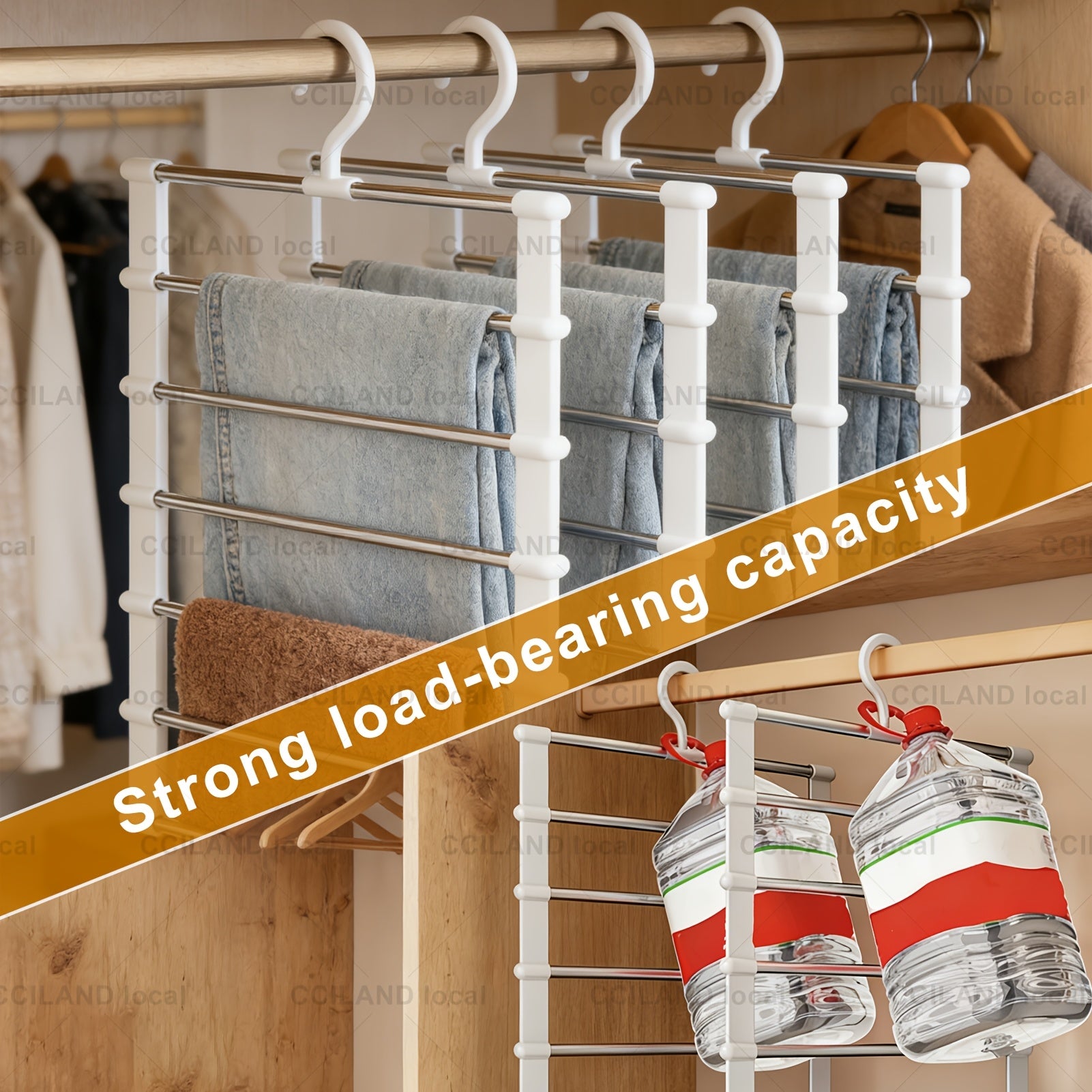Smart 4/8pcs Home Storage Organizer – space-saving everyday organization, 4 8pcs Multi Layer Stainless Steel Pants Hanger Space Saving Wardrobe Organizer Non Slip, designed for American homes, daily convenience and practical gifting