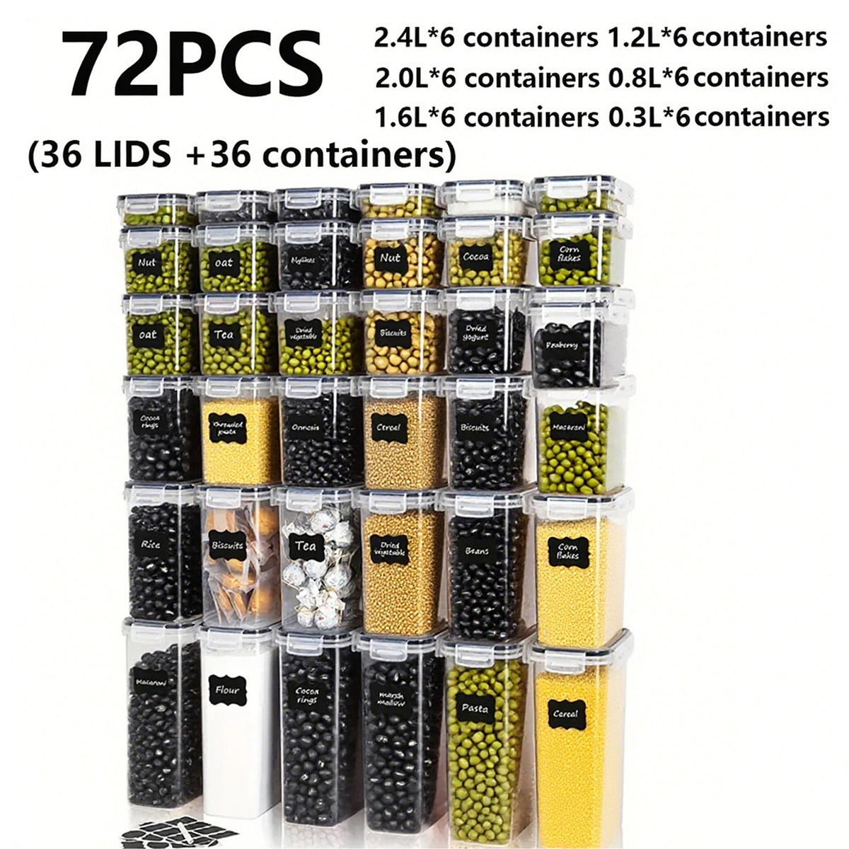 Smart 30/48/72Pcs Airtight Food Storage Containers – leak-resistant reusable meal prep, Lid-Sealed Food Storage 30 48 72Pcs Lid-Sealed Food Storage Containers Fresh-Keeping Boxes Pasta Storage, designed for American homes, daily convenience and pract