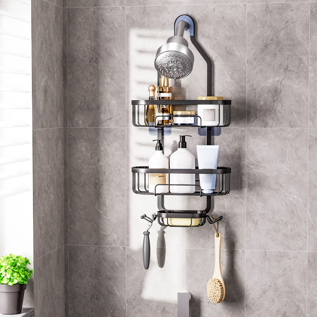 Compact Adjustable Home Storage Rack – durable multi-purpose storage, Over-The-Head Shower Organizer with Hooks Shower Caddy Hanging Bathroom Organizer Rustproof Shower Shelf for, designed for American homes, daily convenience and practical gifting