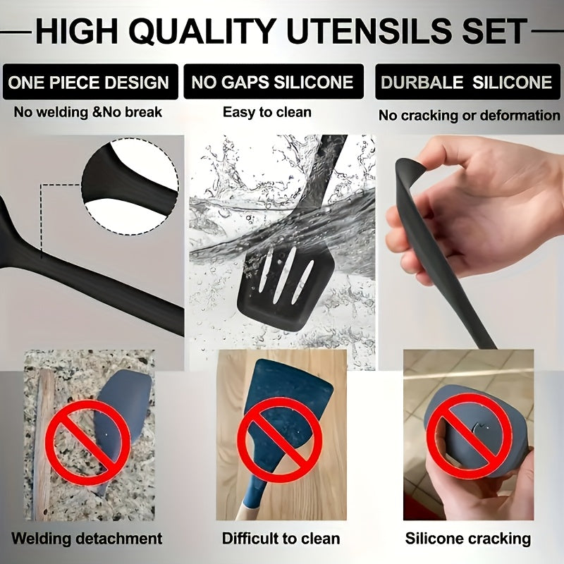 Kitchen Essential – Silicone Kitchen Utensils Set | Heat Resistant And High-Quality, Suitable for Non Stick Pans, Stainless Steel Cutting Tools, Small Kitchen Tools, Ideal Holiday Gift 19 Se