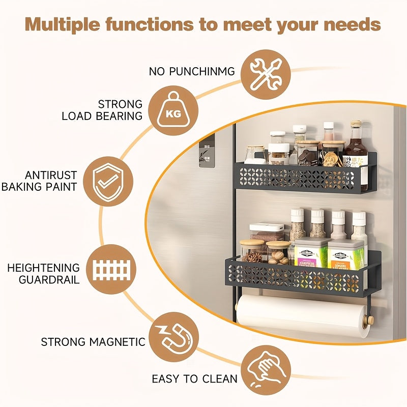 Premium Adjustable Home Storage Rack – durable multi-purpose storage, Magnetic Spice Rack For Refrigerator Magnetic Shelf For Fridge Magnet Organizer Moveable Magnetic Paper, designed for American homes, daily convenience and practical gifting
