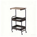 Multi-functional Three-Tier Rolling Cart, Multi-purpose Metal Storage Rack, Snack Rack, with Portable Wheels, Suitable for Kitchen, Home, or Office Use, Office Storage and Organization Rolling Cart, Standing Shelf