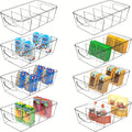 Kitchen Essential – Fridge Dividers, Clear Refrigerator Storage Boxes, Storage Organizer Bins 4 Pack Plastic Pantry Organization And Storage Baskets With Removable Dividers, Stackable Cabine