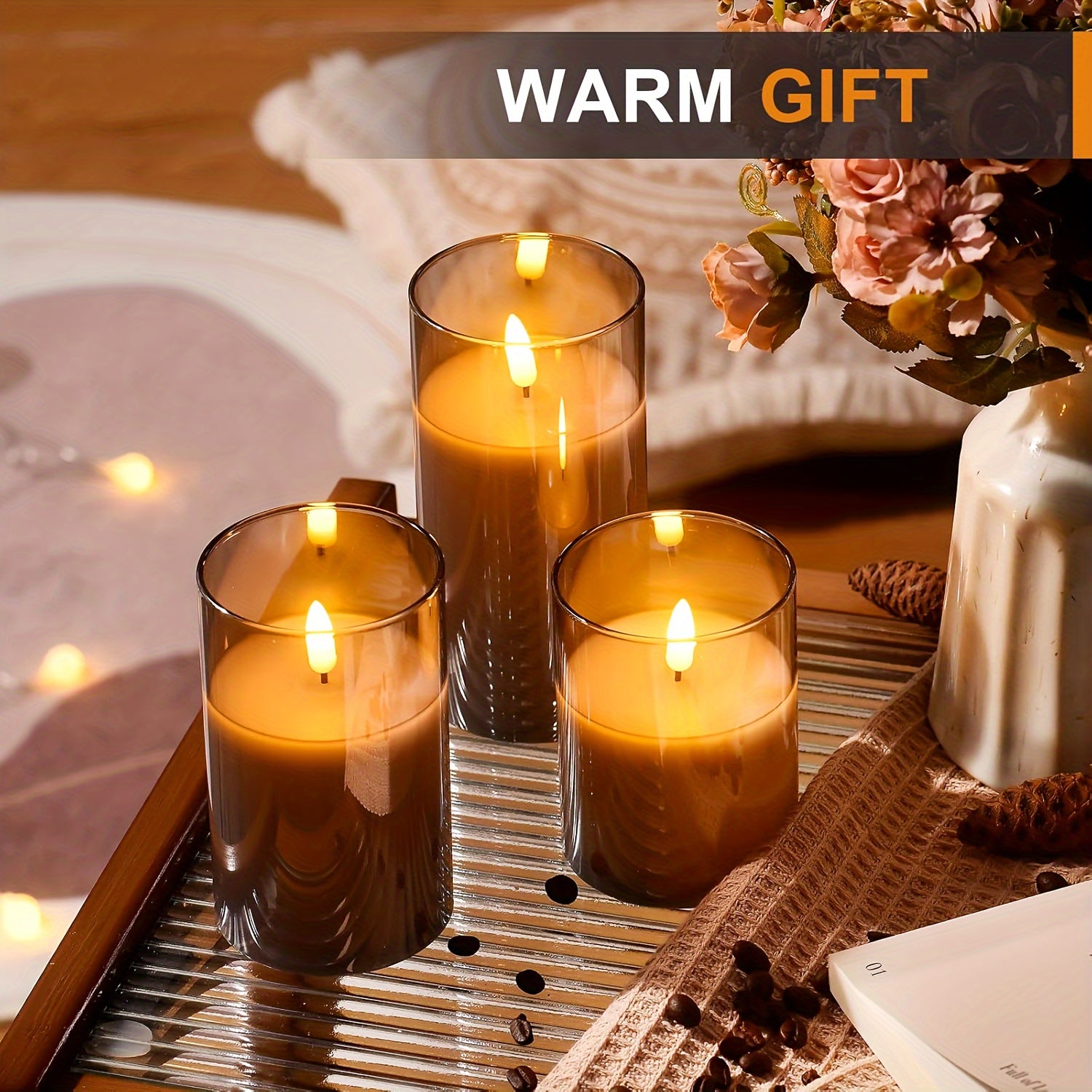 Heavy-Duty Decorative Home Lighting – warm functional room lighting, 8-mode Remote Control High-grade Grey Candle Battery Powered batteries Not Included Bedroom Decoration And, designed for American homes, daily convenience and practical gifting