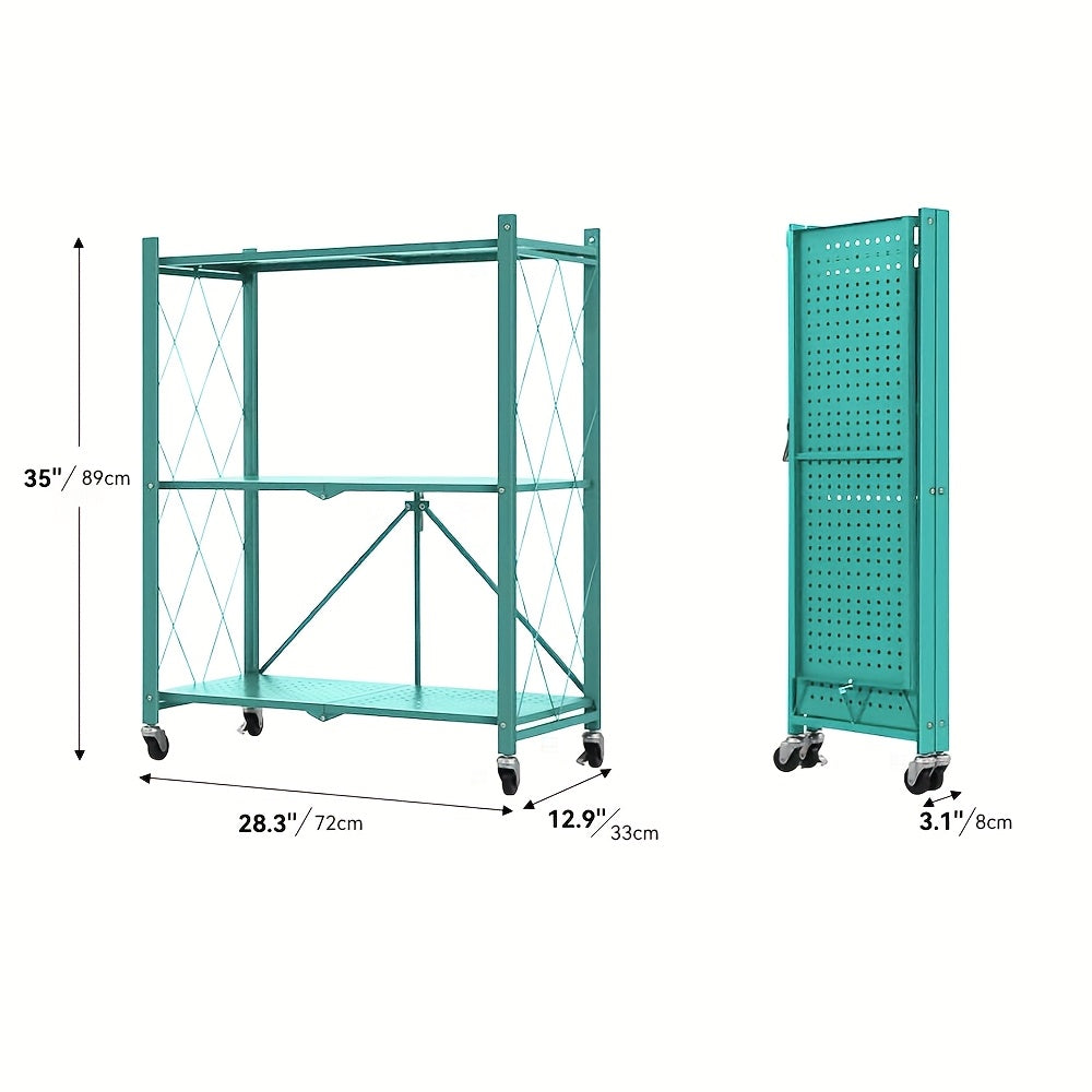 Storage Rack – 3 4 5- Tier Movable Vertical Multi-Functional Storage Racks Portable Metal