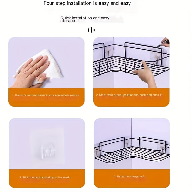 Storage Rack – 7pcs Bathroom Storage Rack Set, 2 Wall Mounted Corner Storage Racks, 5 Transparent