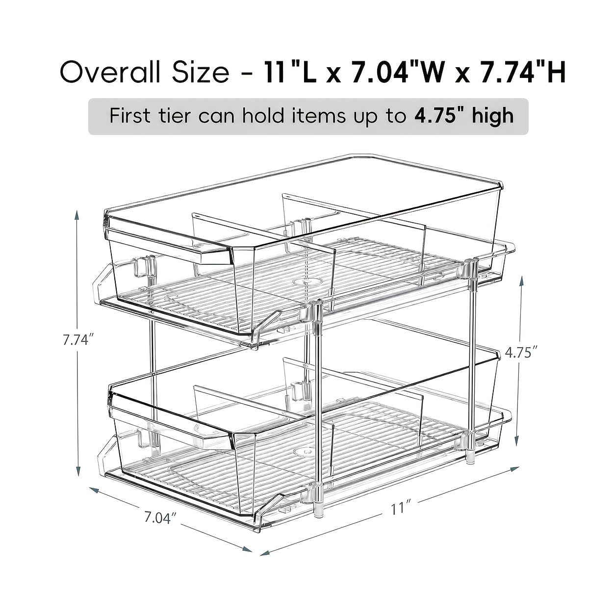 1/2pcs Large-Capacity Double-Layer Transparent Pull-Out Storage Multi-Purpose Slide-Out Storage Container Space-Saving Design Durable Plastic Shelves Bathroom Vanity Storage Sink Cabinet Storage Kitchen Organization