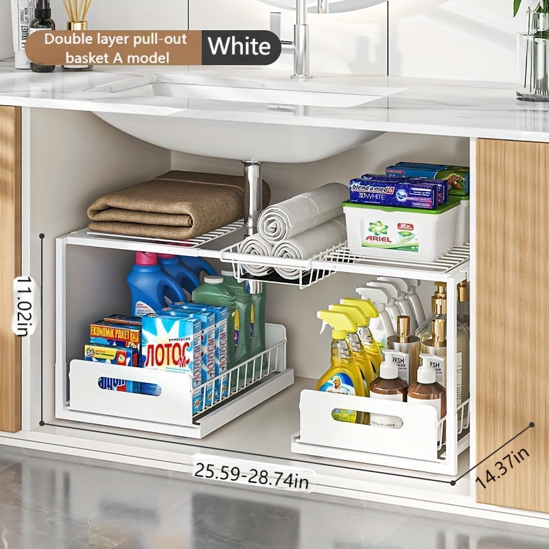 Storage Rack – Space-Saving 2 Tier Adjustable Home Storage Rack – durable multi-purpose storage,