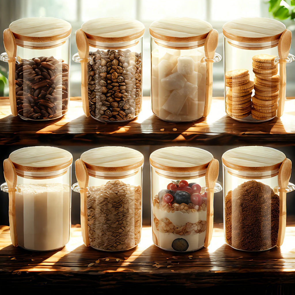 4pcs Local Warehouse 16oz Overnight Oats Glass Jar with Lid, Oatmeal Cup with Spoon, Meal Prep Large Capacity Breakfast Oatmeal Glass Jar Glass Meal Prep Container, Condiment Jar Glass Jar for Storing Oats And Yogurt Perfect Christmas Gift