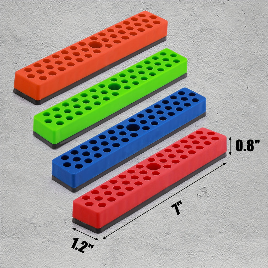 3pcs/4pcs 1/4" Magnetic Hex Bit Holder Rack Organizer, 129/172 Holes, 1/4-Inch Drill Bit Holder, 3 Racks/ 4 Racks, Magnetic Bit Holder with Magnet Base for Screwdriver Bits, 43 Holes Bit Storage with Strong Magnetic Base