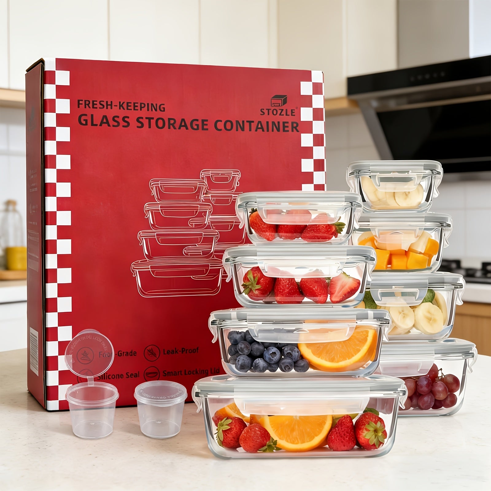 Food Storage Containers – leak-resistant reusable meal prep, 18pcs 8 Lids 8 Containers 2 Spice Boxes Sealed