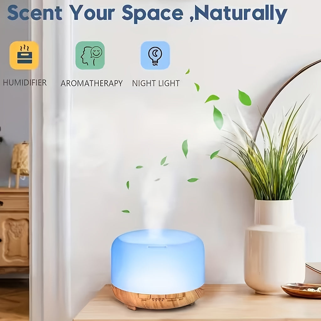 Essential Oil Diffuser 16.91oz with 10 Essential Oils, Diffuser Sprayer, 7 Color LED Light Diffuser for Home Office Bedroom (Size: 6.7" L X 6.7" W X 4.7" H), Home Lamps