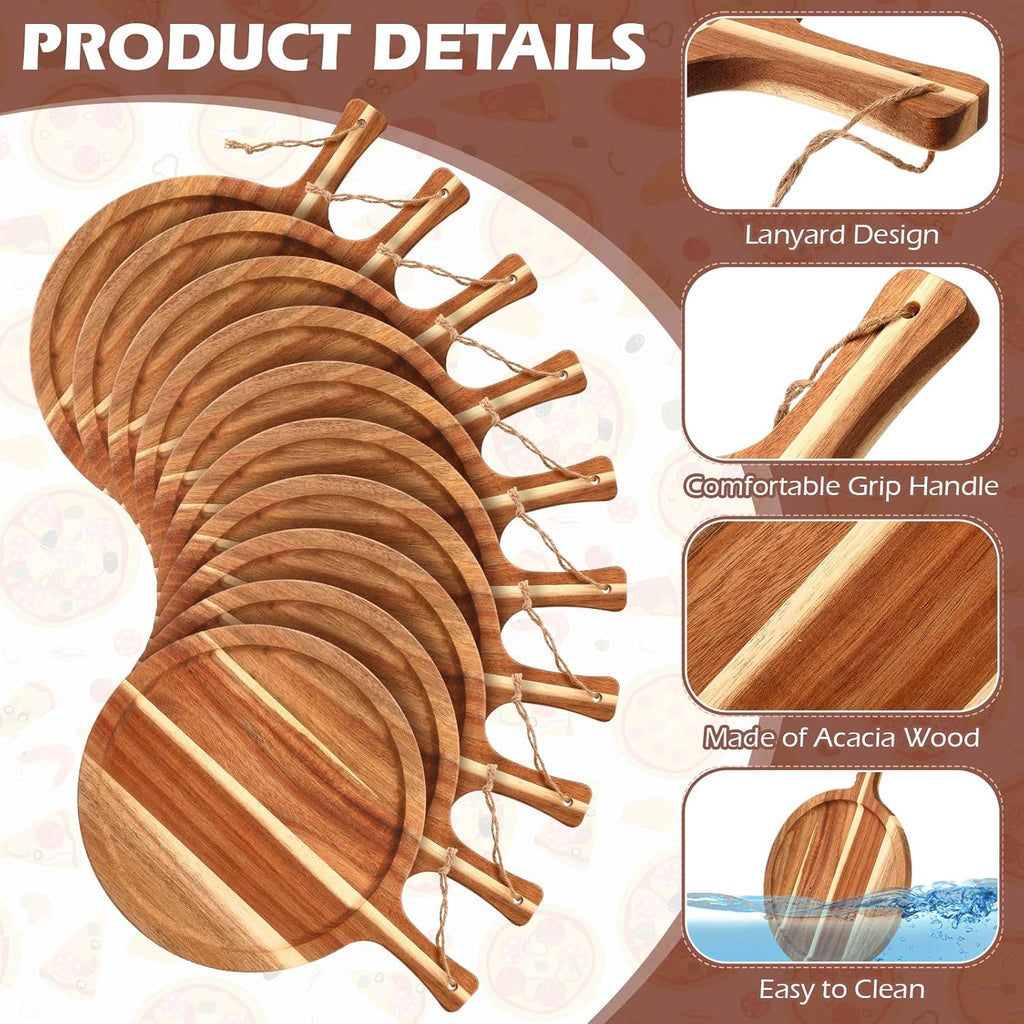 Easy-Access 10/5pcs Kitchen Cutting Board – durable food prep and serving, 10 5pcs Round Wooden Cutting Boards with Handles Wooden Serving Boards Kitchen Chopping Boards, designed for American homes, daily convenience and practical gifting