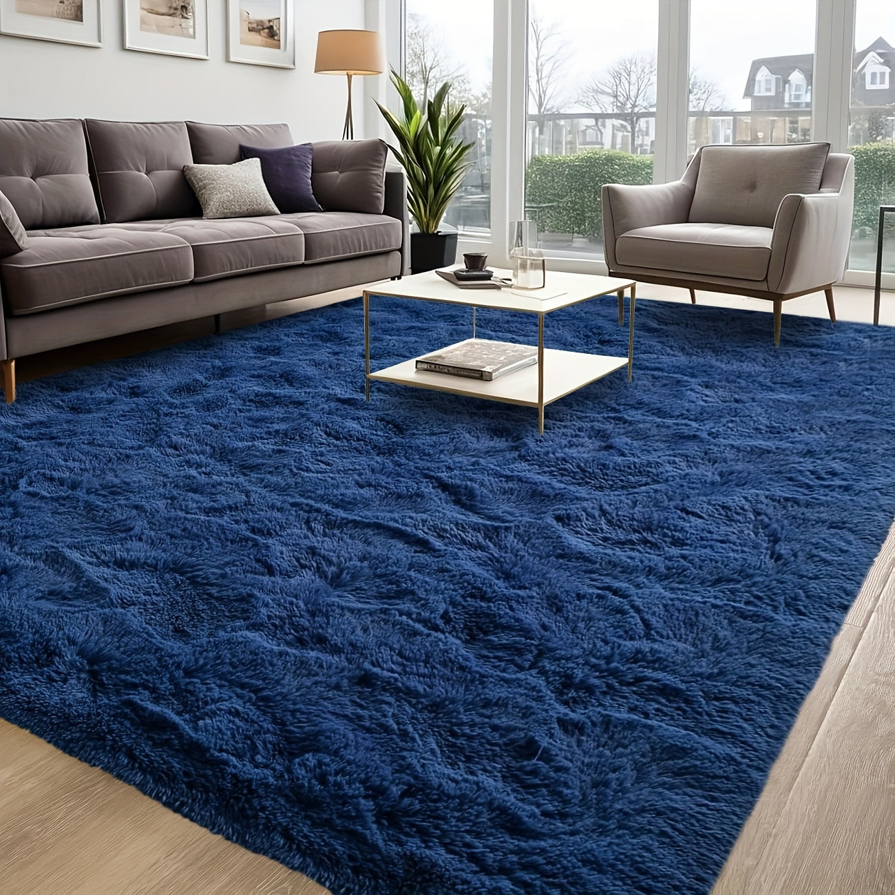 Area Rug – 1pc Luxurious Rectangular Shaggy Plush Carpet Rug - Soft, Fluffy, Tie-dyed, Solid,