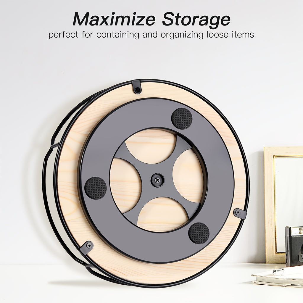 Heavy-Duty Rotating Refrigerator Organizer – easy-access fridge organization, 10 83 Wooden Lazy Susan Turntable - Rotating Organizer with Non-Slip Base for Spices, designed for American homes, daily convenience and practical gifting
