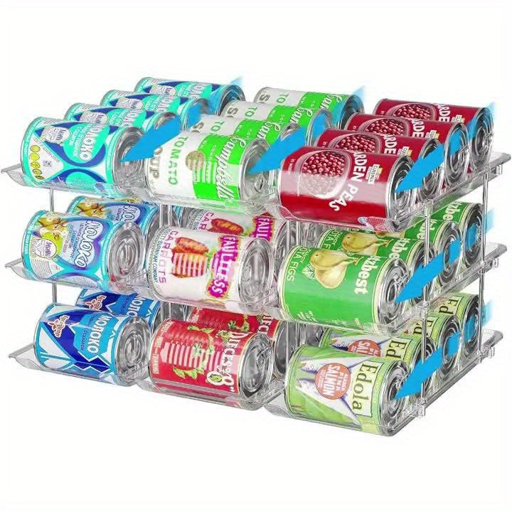 Modern 3pcs Adjustable Home Storage Rack – durable multi-purpose storage, Pantry Can Storage Rack - Holds 36 Cans 3 Tiers 3pcs Auto-Rolling Stackable Can, designed for American homes, daily convenience and practical gifting