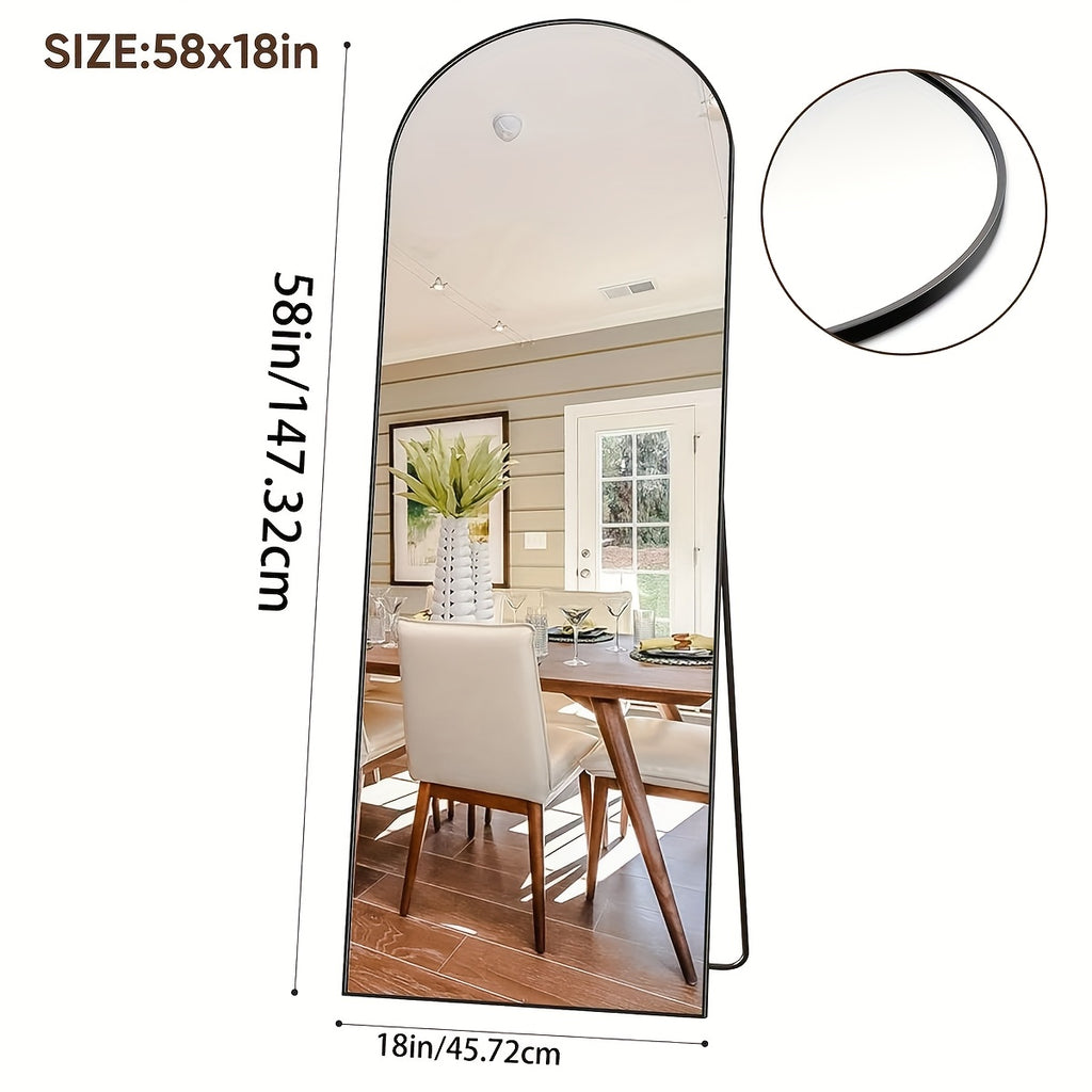 Full Length Mirror – Ladynow Arched Full-Length 58" × 18" Mirror Floor Mirror Freestanding Floor Standing Full Body Rustproof Mirror Stand Wall-Mounted Leaning Design Modern Home Decor Bedro