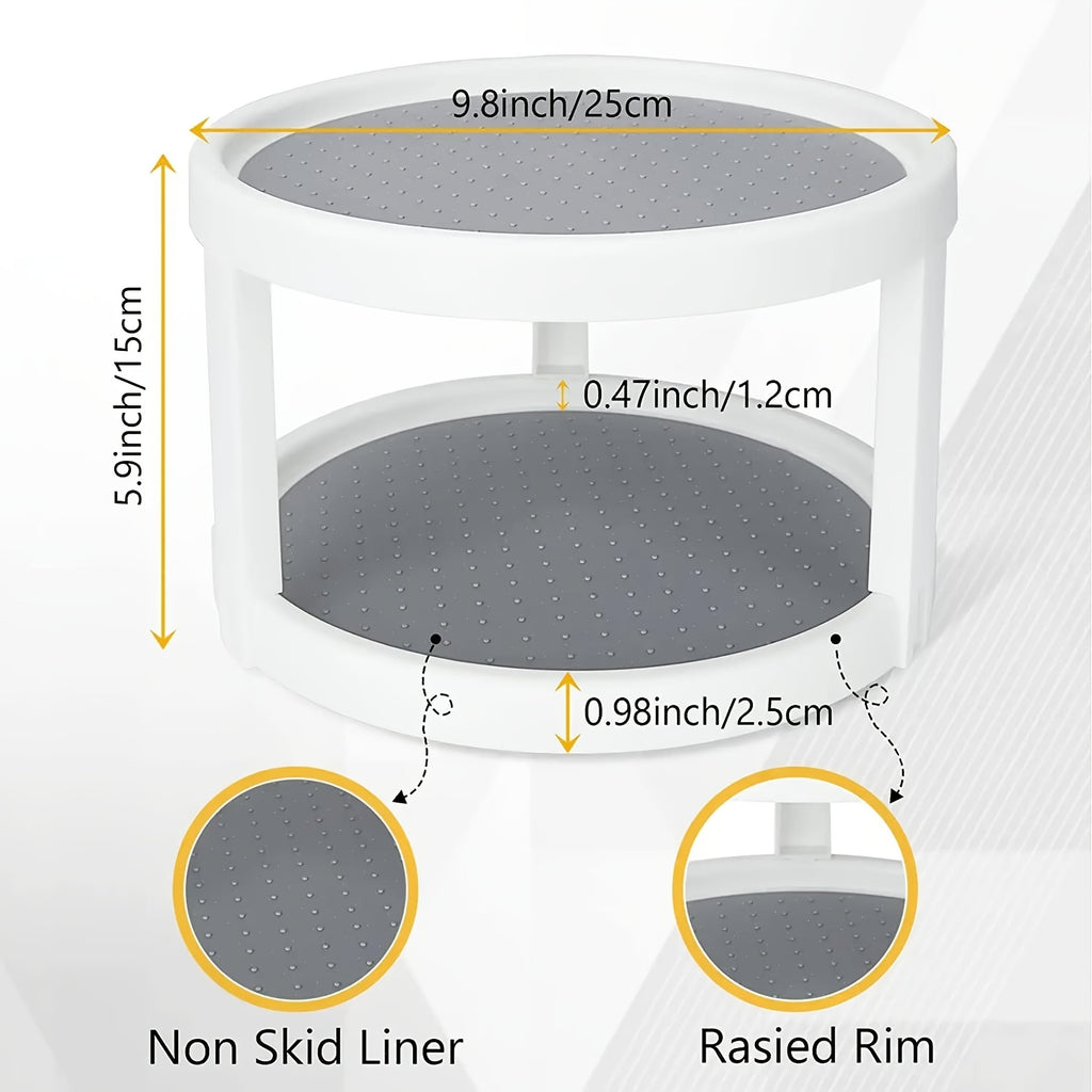Premium Rotating Refrigerator Organizer – easy-access fridge organization, 2-Tier Plastic Basic Turntable for Kitchen Organization Nonslip Lazy Susan Cabinet Organizer with 2, designed for American homes, daily convenience and practical gifting