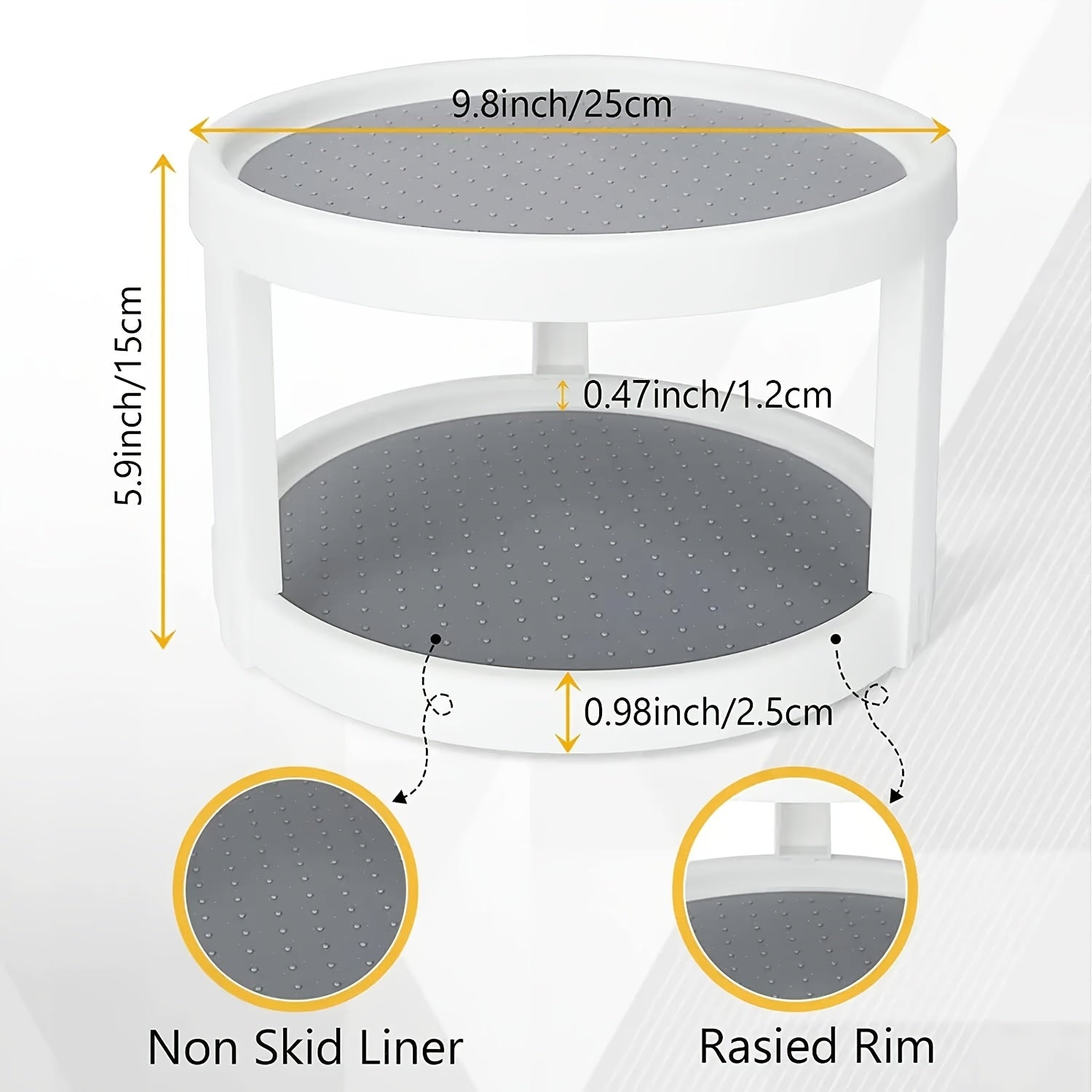 Premium Rotating Refrigerator Organizer – easy-access fridge organization, 2-Tier Plastic Basic Turntable for Kitchen Organization Nonslip Lazy Susan Cabinet Organizer with 2, designed for American homes, daily convenience and practical gifting