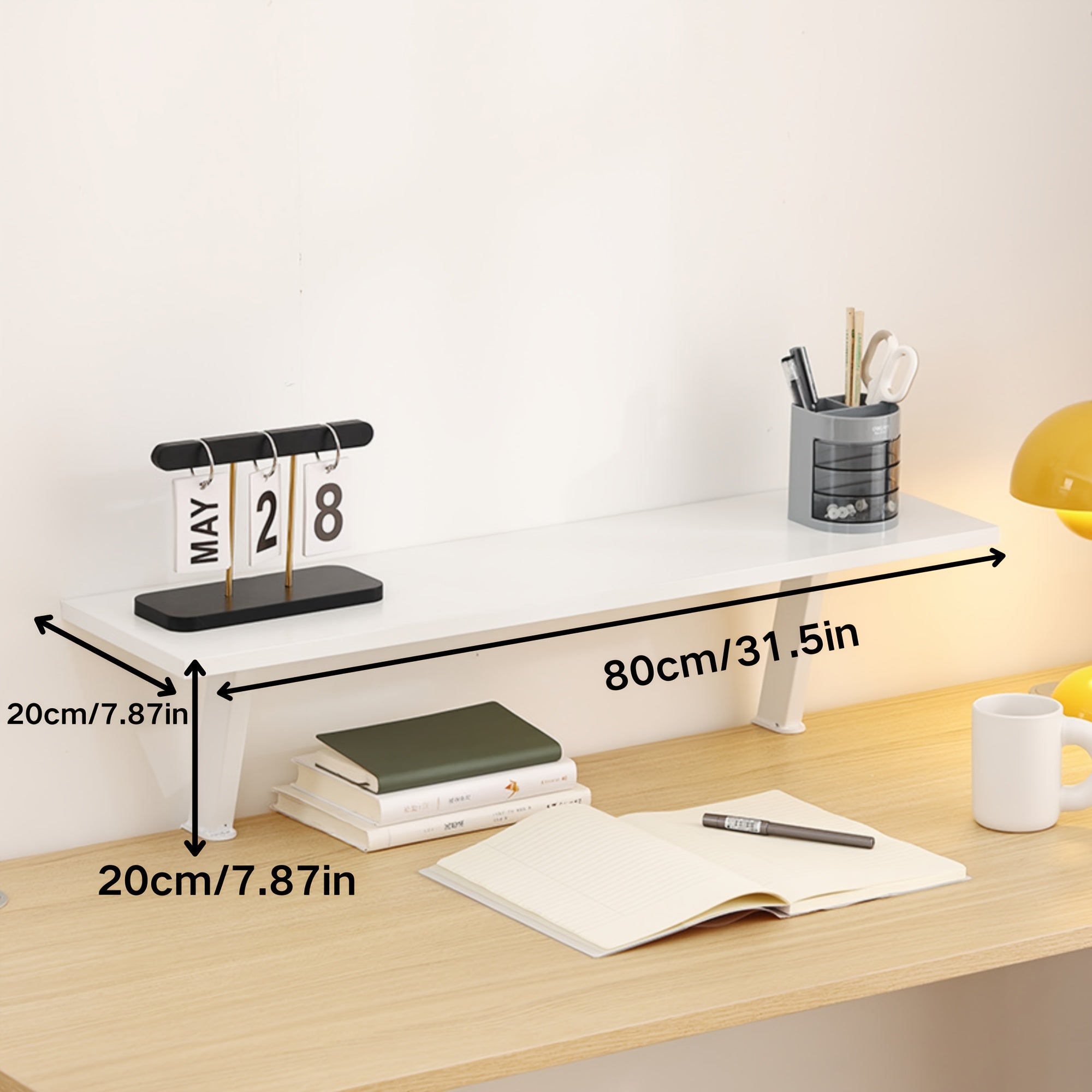 Compact 1pc Adjustable Home Storage Rack – durable multi-purpose storage, 1pc White Wooden Floating Desk Shelf - Rectangular No-Drill Countertop Organizer with Multiple Levels, designed for American homes, daily convenience and practical gifting