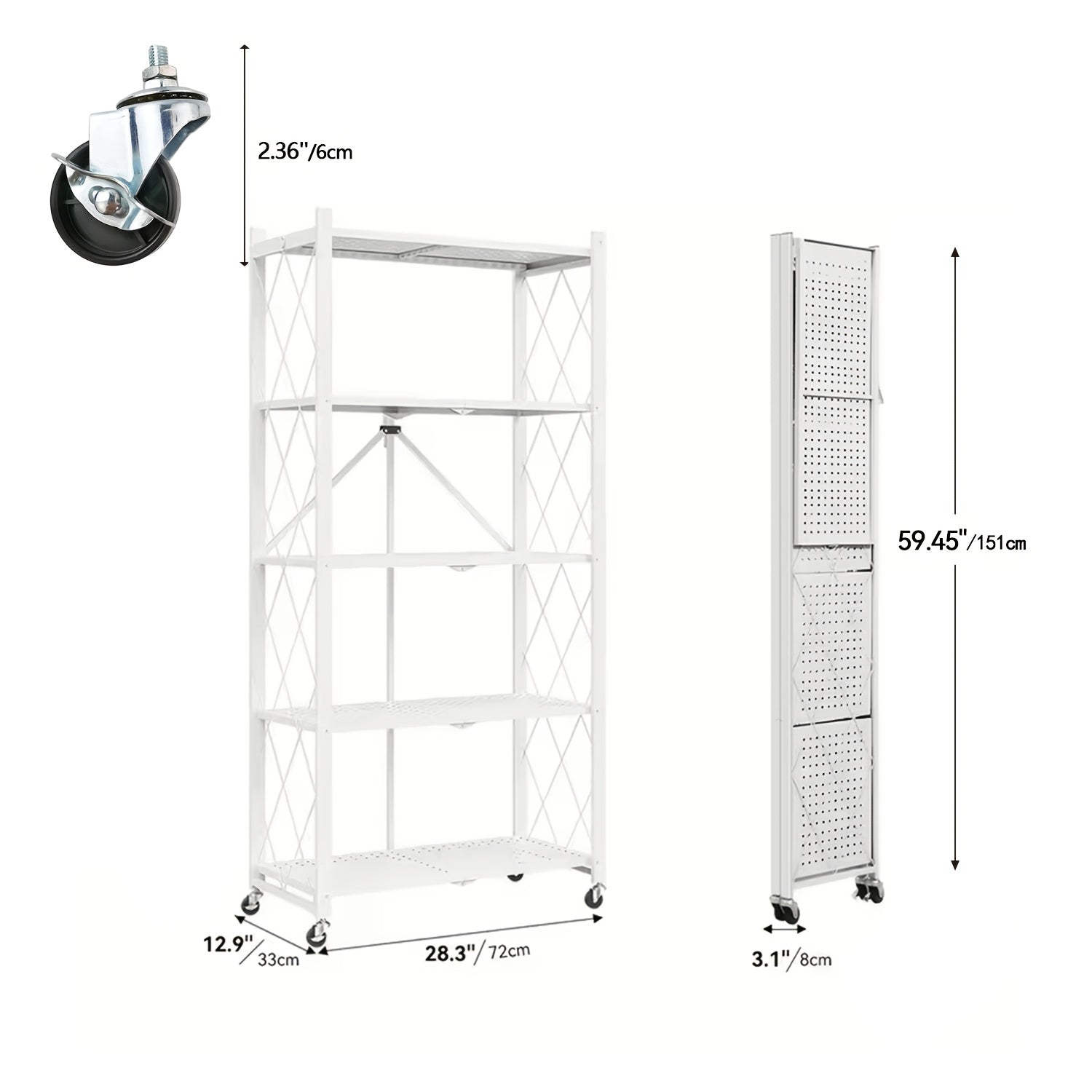 Storage Rack – 5 4 3-Tier Heavy-Duty Folding Storage Rack With Wheels - Portable Multi-Layer